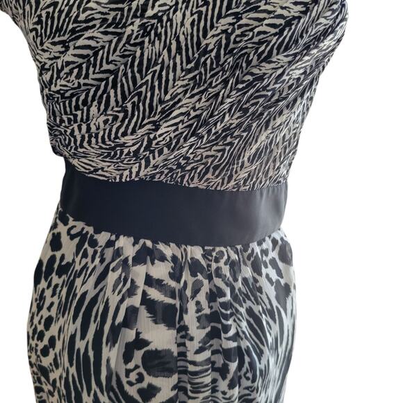 Allen B. 90s Leopard Zebra SIZE 6 Asymmetrical Wrap Dress Baddie sexy sirencore - Picture 4 of 11